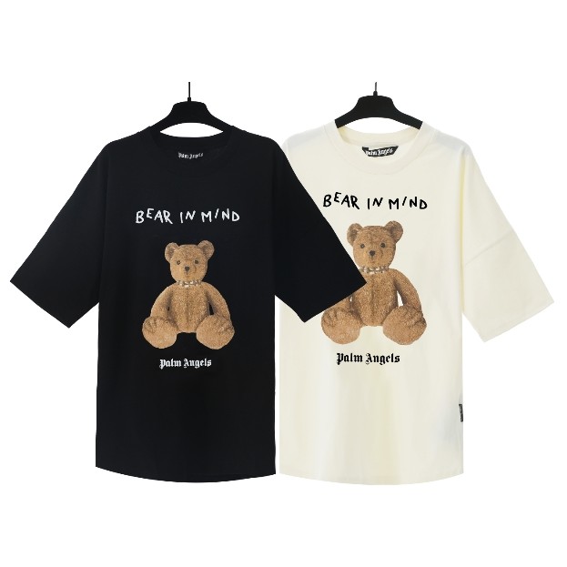 ❤   สต็อกพร้อม ❤ แฟชั่นลําลอง High Street Cotton Bear เสื้อยืดผู้ชายและผู้หญิงขนาดใหญ่