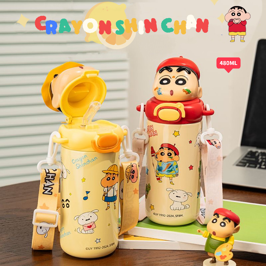 banpresto ชินจัง hej bonnie แก้ว crayon shin chan สแตนเลส 304 ขวดน้ําเด็กแก้วน่ารัก ชินจัง ของขวัญ 52toys