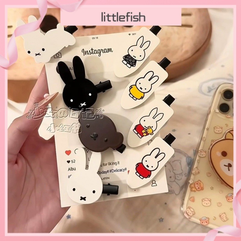 [Littlefish] Miffy และเพื่อนที่ดีของเขา Boris กิ๊บติดผมกระต่ายหมีการ์ตูนอะคริลิคหน้าม้ากิ๊บปากเป็ด
