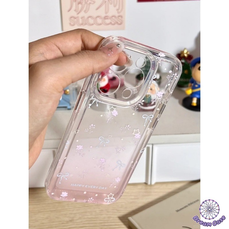 โบว์ผูกโบว์น่ารักสีชมพูใสเคสสำหรับ OPPO A18 A77 A57 A54 A12 A16 A15 A03 A17 A53 A7 A17K A78 A38 A58 A55 Reno 5 5F - รูปที่ 4