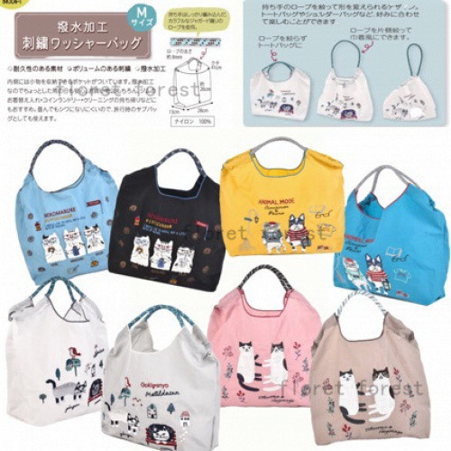 【แบรนด์ญี่ปุ่น】Kusuguru กระเป๋าถือสินค้าจริง แมนุฝันแมว - กันน้ำ ปักผ้า หน้าที่หลายอย่างสำหรับช้อปปิ้งและเดินทาง