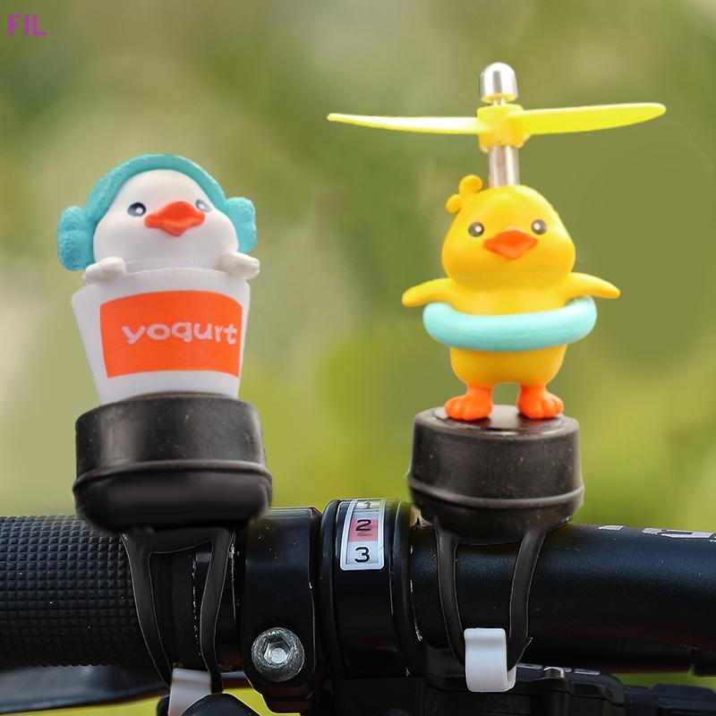 Fil เป็ดสีเหลืองน้อยน่ารักรถจักรยานยนต์ขี่ Handlebar ตกแต่งของเล่นใบพัดจักรยาน Moto ขับรถเครื่องประดับ OP