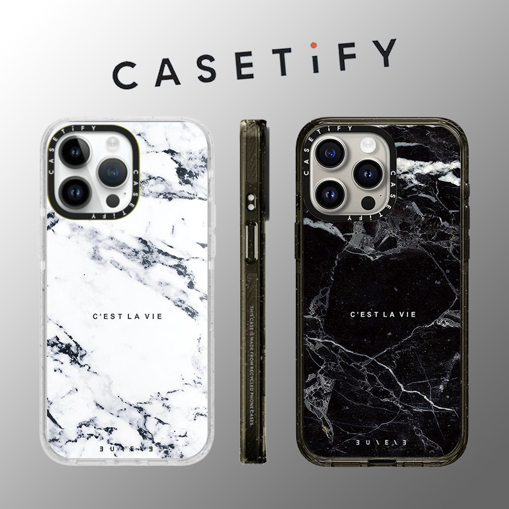 Casetify Creative สีดําสีขาวลายหินอ่อนกันกระแทกอะคริลิคเคสโทรศัพท์สําหรับ iPhone 16 Pro Max 15 Plus 14 ProMax 13 12Pro 12 โทรศัพท์กันกระแทกขอบนุ่มฮาร์ดป้องกันกรณี