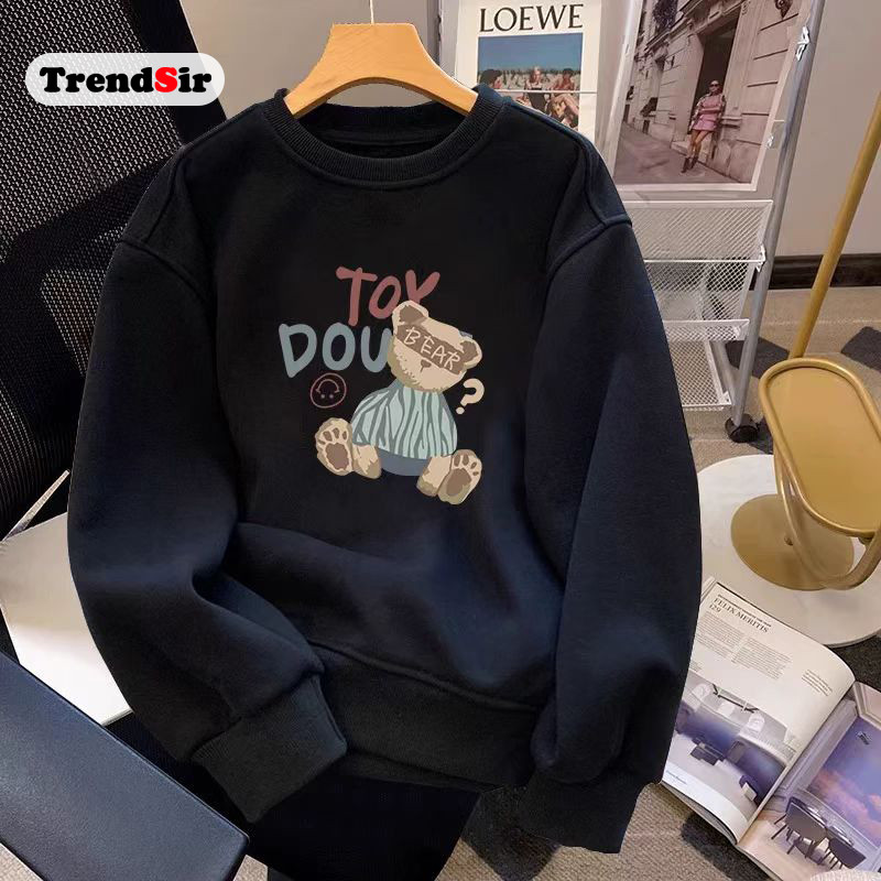TrendSir พร้อมส่ง เสื้อฮู้ดไม่มีหมวก เสื้อกันหนาวคอปก สไตล์ย้อนยุค cotton 2สี M-3XL