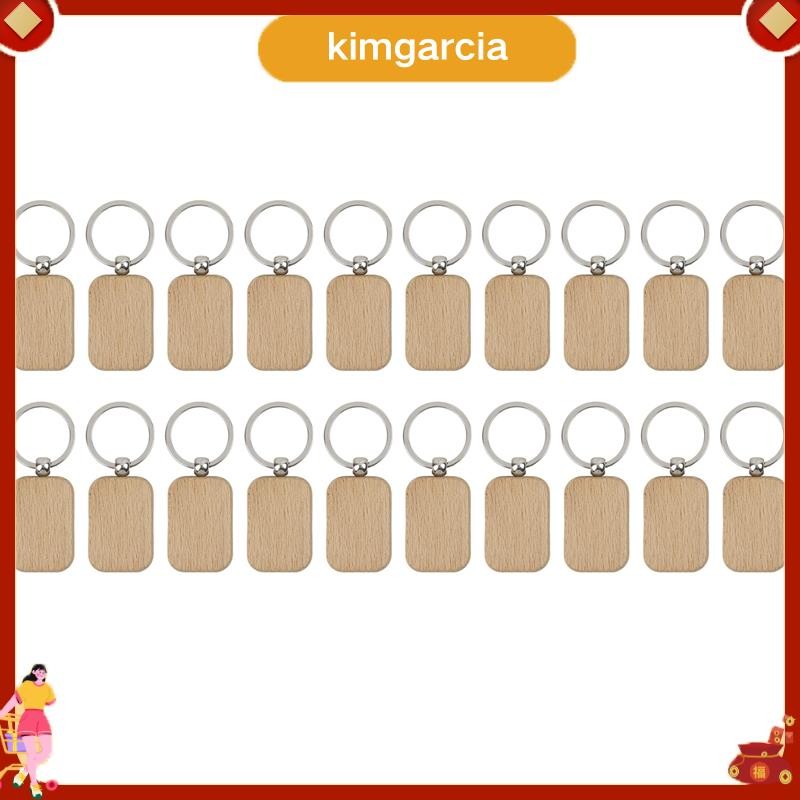 kimgarcia 20 ชิ้นเปล่าไม้พวงกุญแจ Diy พวงกุญแจไม้แท็กกุญแจ Anti-Lost ไม้อุปกรณ์เสริมของขวัญ