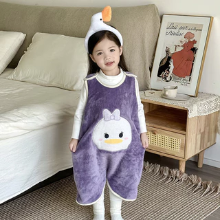พร้อมสต็อก ใหม่สไตล์ฤดูใบไม้ร่วงฤดูหนาวเด็กเสื้อกั๊กสไตล์ ท้อง ป้องกันเสื้อผ้าบ้านอบอุ่นฤดูหนาวที่อบอุ่นเตะ-การพิสูจน์ ชุดนอนเด็กสักหลาดแขนกุดหนึ่ง