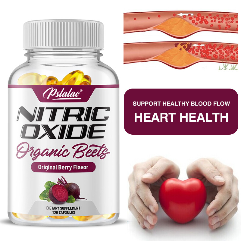 Pslalae Nitric Oxide Beetroot Capsules สารต้านอนุมูลอิสระหัวใจอาหารเสริมสุขภาพพลังงานส่งเสริมการไหลเวียนโลหิต Original Berry Flavour 30/60/120 แคปซูล
