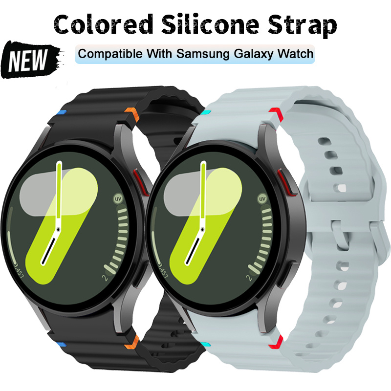 สายซิลิโคนหยักสีสําหรับ Samsung Watch 7 6 5 4 5pro 44 มม.40 มม.45 มม.สายกีฬาสําหรับ Galaxy Watch 6 4 นาฬิกาคลาสสิกอุปกรณ์เสริม