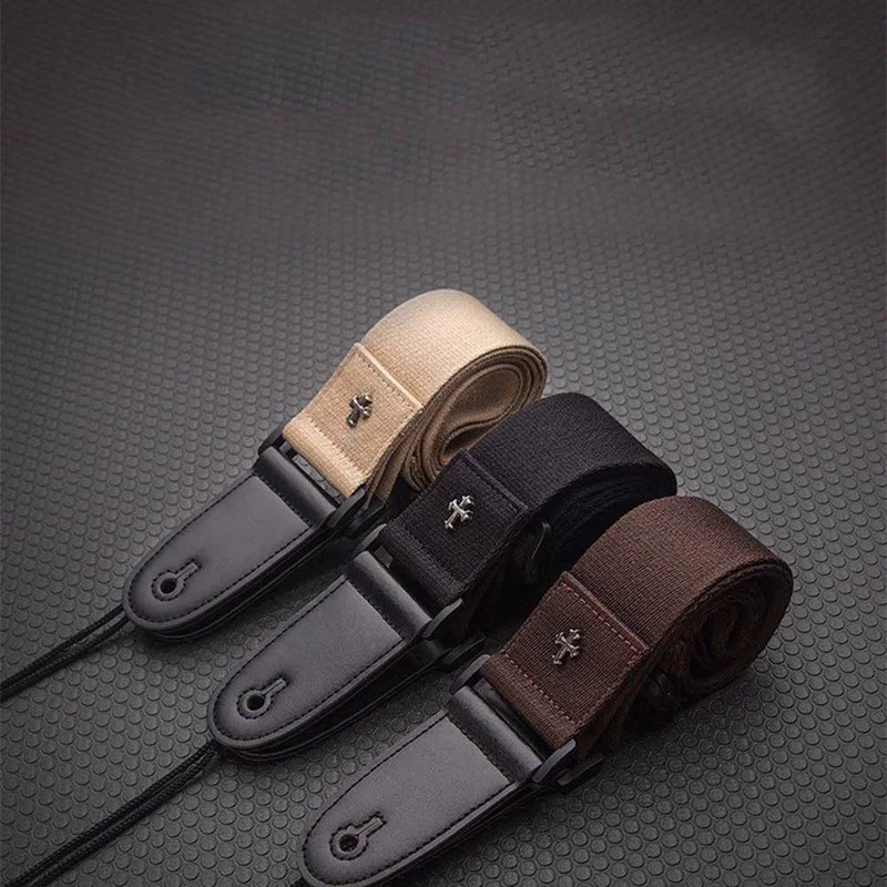 Simple Guitar Strap Acoustic Folk Guitar Belt Straps Vintage Cross Personality Guitar Straps Pick Po