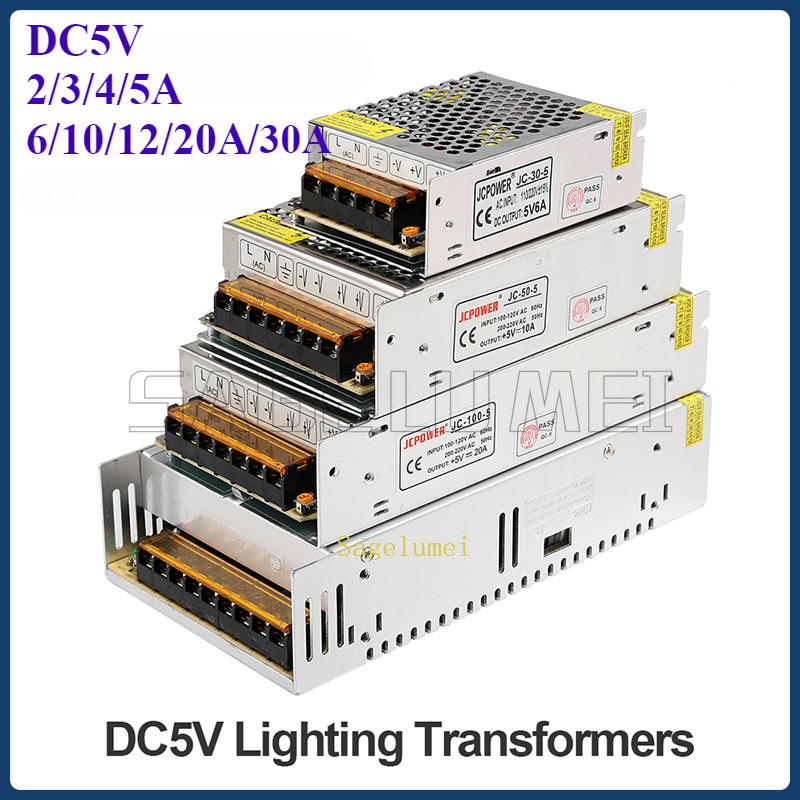 ใหม่แสง Transformers แหล่งจ่ายไฟ AC110V 220V ถึง DC 5V 2A 3A 4A 5A 6A 10A 12A 20A 30A สําหรับ LED Strip โมดูลอะแดปเตอร์