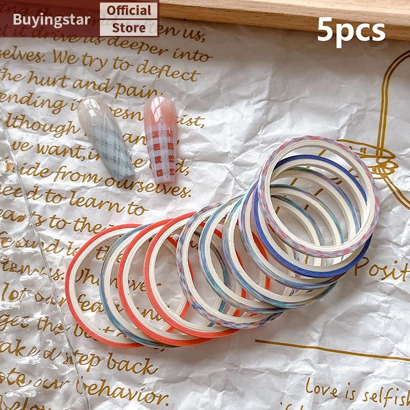 Zcx 5 ม้วนเล็บ Striping เทป Checkered เส้น 3d เล็บเครื่องมือสี Rolls เล็บ Decals DIY เล็บเคล็ดลับสติกเกอร์ตกแต่ง VO