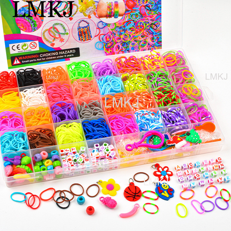 Rainbow ชุดยางรัดสร้อยข้อมือสายรุ้งทําชุด DIY ยางรัดสร้อยข้อมือทอหัตถกรรมของเล่นสําหรับของขวัญวันเกิดหญิง