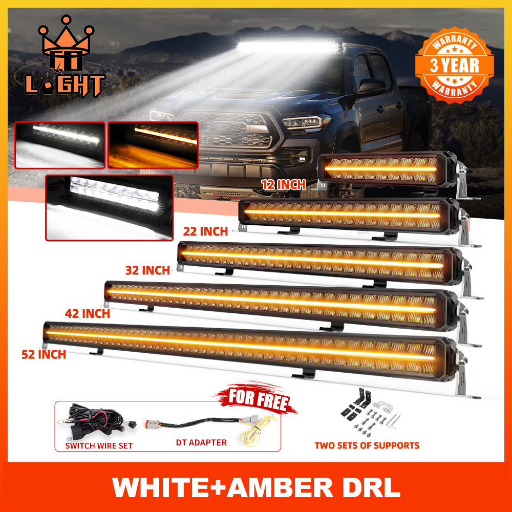 ♛Colight 12D ไฟรถยนต์ Led Light Bar 10 "21" 32 40 52 Spot Flood Combo Beam Dual สี DRL ขับรถ Beam สําหรับรถยนต์ 4x4 Off road ATV UAZ รถบรรทุก 12V 24V ไฟ Led ทํางาน
