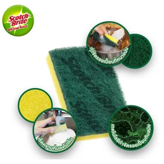 Scotch-Brite สก๊อตช์-ไบรต์ แผ่นใยขัดพร้อมฟองน้ำ ฟองน้ำล้างจาน แพ็ค 1 ชิ้น