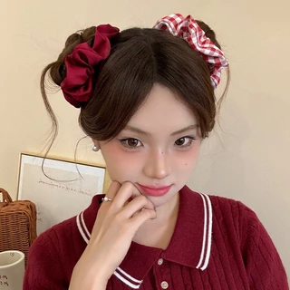 สีดําสีแดงคลาสสิก Little Grid เชือกผม Scrunchies หางม้าผูกผม Headwear เครื่องประดับผม