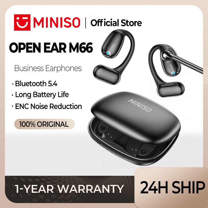 Miniso M66 OWS หูฟัง ไร้สายบลูทูธ หูฟังบลูทูธ 5.4 TWS 3D ชุดหูฟังสเตอริโ อลดเสียงรบกวน Hifi เพลง IPX6 หูฟัง กีฬากันน้ํา
