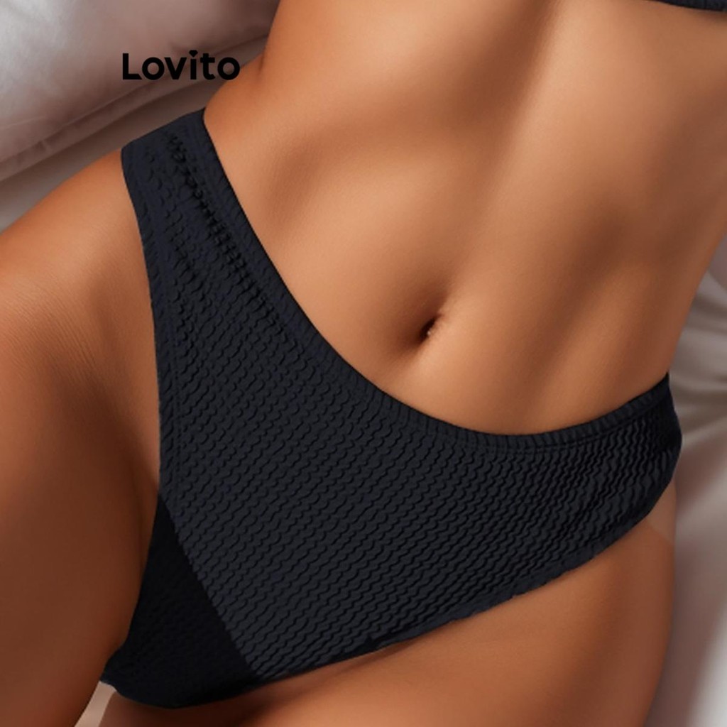 Lovito ด้านล่างบิกินี่พื้นฐานเซ็กซี่ธรรมดาสำหรับผู้หญิง LNL81269