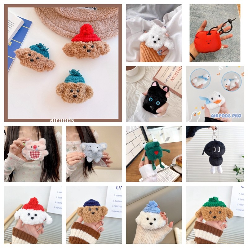 น่ารักการ์ตูนสุนัขเกาหลีสําหรับ AirPods 4 ANC Plush สีสันป้องกันหูฟังปลอก AirPod 1/2/3/Pro Pro2 กรณี AirPods4 ฝาครอบ