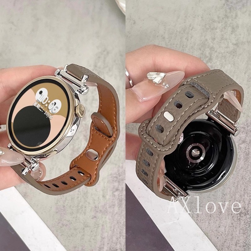 SAMSUNG 22มม.20มม.ใหม่สายหนังบางสําหรับsamsung Galaxyนาฬิกา7 6 5 5 Pro 4คลาสสิกActive 2ลิ้นจี่แบบสร้อยข้อมือกีฬาอุปกรณ์เสริม