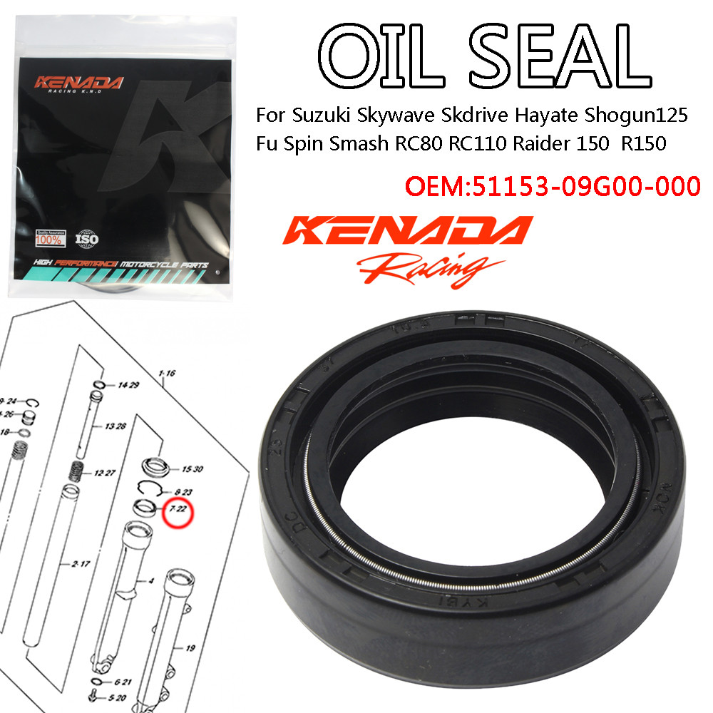 ซีลน้ํามันโช๊คหน้าสําหรับ Skywave Skdrive Hayate Shogun125 Satria Fu Spin Smash RC80 RC110 Raider 150 R150 Sgp