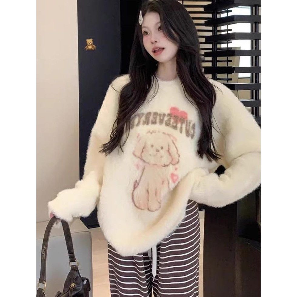 เสื้อกันหนาวการ์ตูน สูงสุด เสื้อกันหนาว ผู้หญิง สไตล์สั้น แฟชั่น หวาน