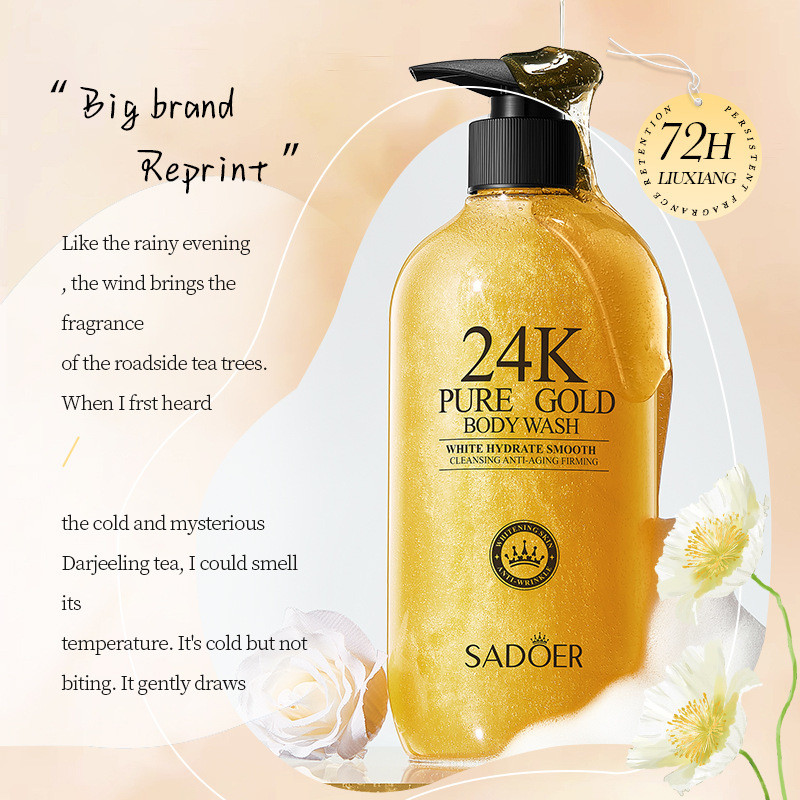 ~~ 24K Gold Fragrance Body Wash ความจุขนาดใหญ่ 500ml SADOER ทําความสะอาดน้ําหอมให้ความชุ่มชื้น Body 