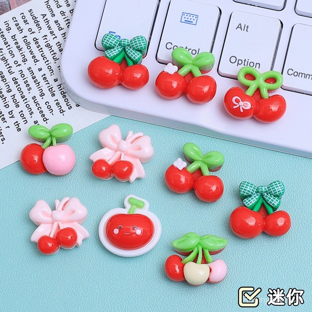 มินิหวานเชอร์รี่การ์ตูนทําเองเครื่องประดับอุปกรณ์เสริมครีมกาวเรซิ่นอุปกรณ์เสริมขนาดเล็กกิ๊บทําด้วยมือวัสดุแพคเกจ