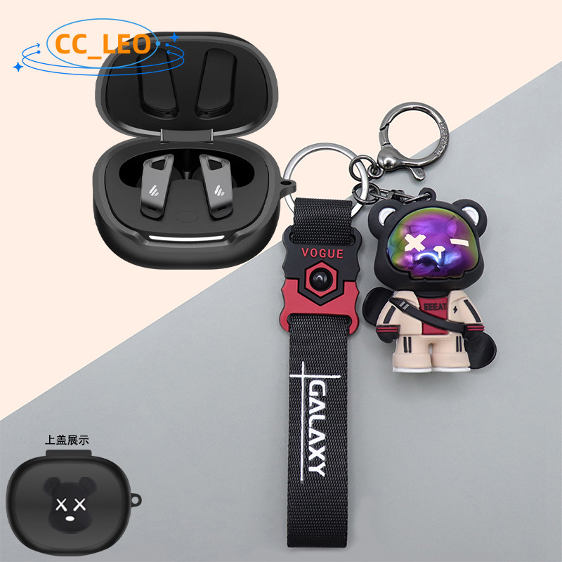 For EDIFIER Neobuds Pro3 Case Cartoon Bear Silicone Soft Case Cute Dinosaur Astronaut Keychain Penda