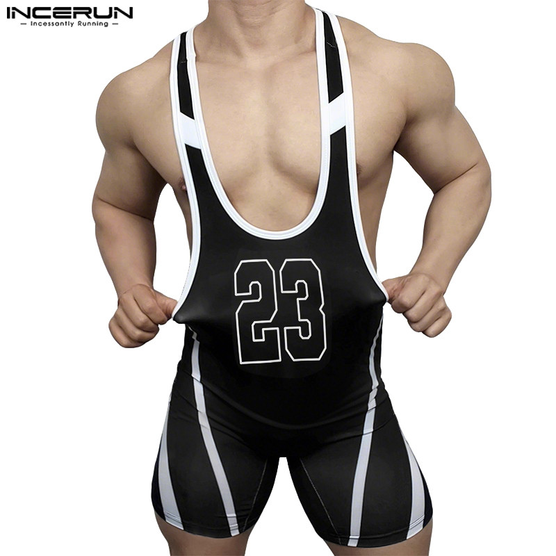 ชุดจั๊มสูทแขนกุดสำหรับผู้ชาย สไตล์แฟชั่นสีคมชัด ดีไซน์ที่15