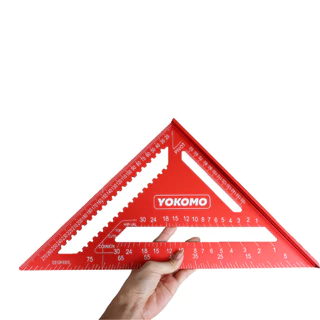 YOKOMO ไม้บรรทัดฉากสามเหลี่ยม 45องศา อลูมิเนียม มาร์ค งานวัด งานฉาก วัดมุม มาร์คองศาตัดไม้ งานเขียนแบบ ขนาด7นิ้ว-12 นิ้ว