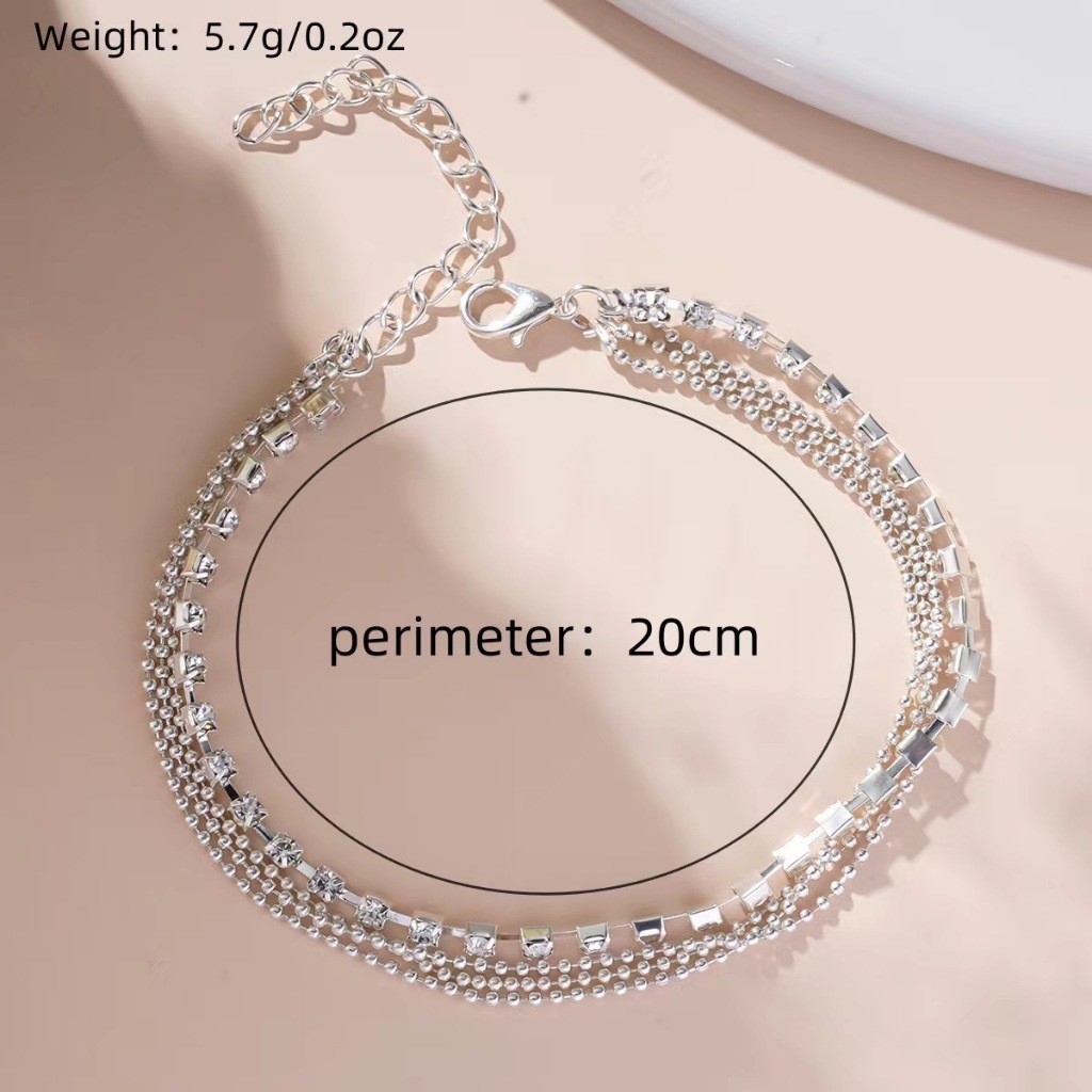 สร้อยข้อเท้าผู้หญิง Rhinestones โซ่ 4 ชั้น โซ่ขาชายหาด รูปที่ 4