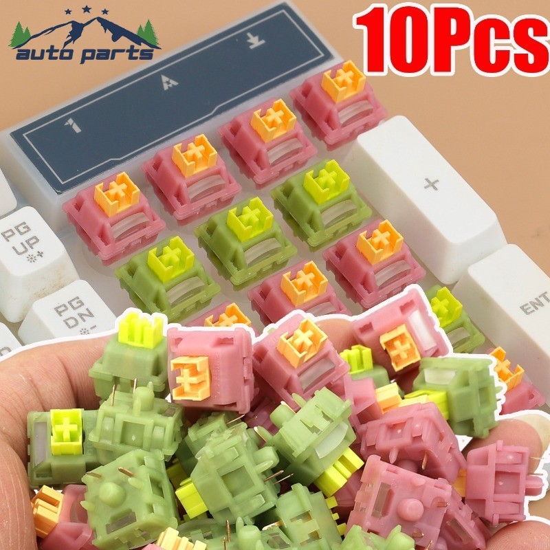 [AM3C]สวิตช์คีย์บอร์ดพิมพ์เงียบ 10 ชิ้น | โวลต์3 สวิตช์เชิงเส้นเงียบพร้อมแกน ปอม คอลัมน์แสงเรืองแสงแ