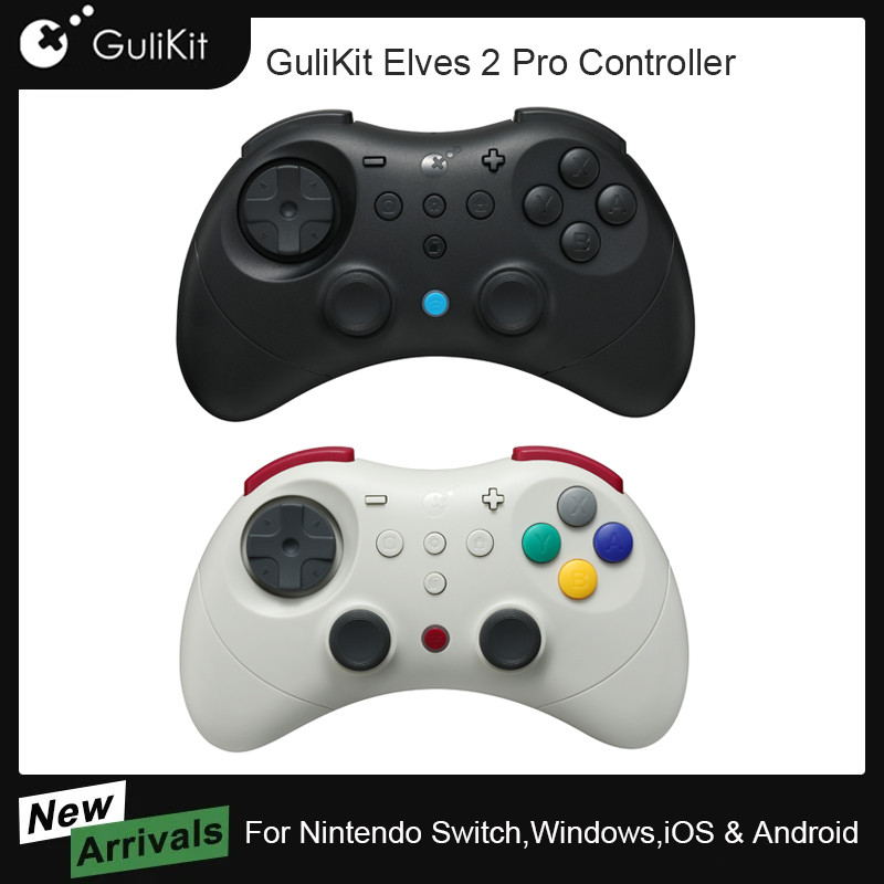 GuliKit Elves 2 Pro คอนโทรลเลอร์เล่นเกมไร้สายสําหรับ Nintendo Switch,Windows,iOS & Android Hall จอยส