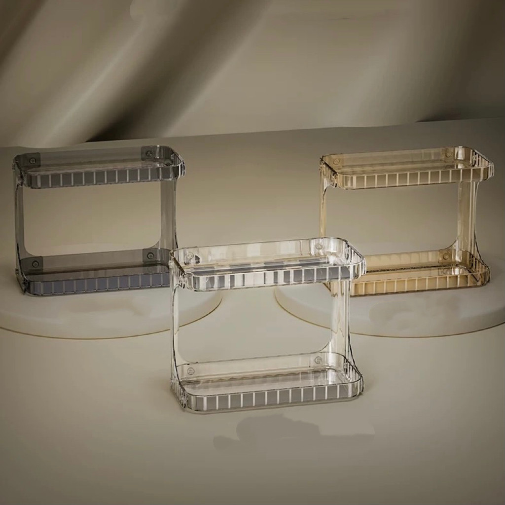 ชั้นเก็บเครื่องสำอางค์ในห้องน้ํา แบบสองชั้น จัดระเบียบอ่างล้างหน้าอย่างมีสไตล์ ATTCH - รูปที่ 3