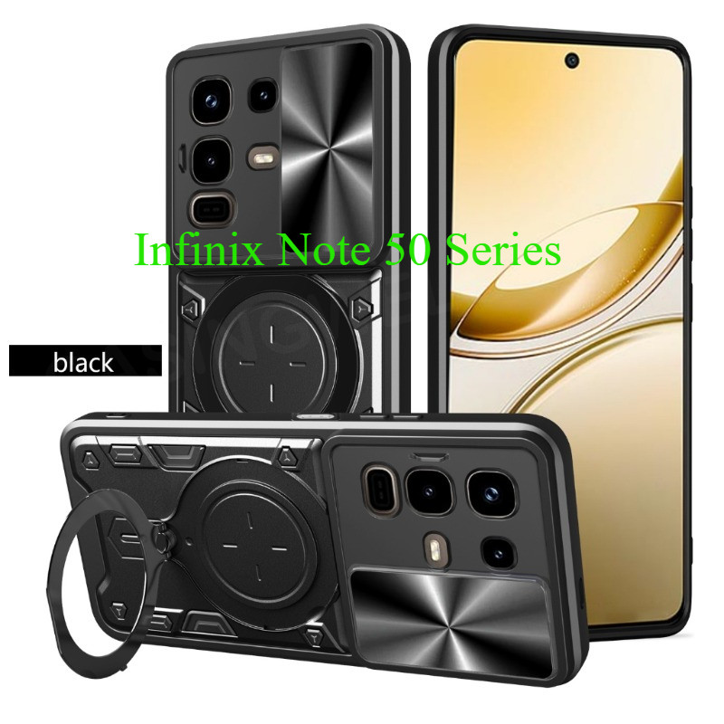 ปลอกสําหรับ Infinix Note 50 Pro Note50 50Pro หมายเหตุ 50 Pro + 50X 50S 50 Plus 4G 5G 2025 Armor Ring Stand Holder Bracket สไลด์หน้าต่างเคสโทรศัพท์ป้องกันกันกระแทก An