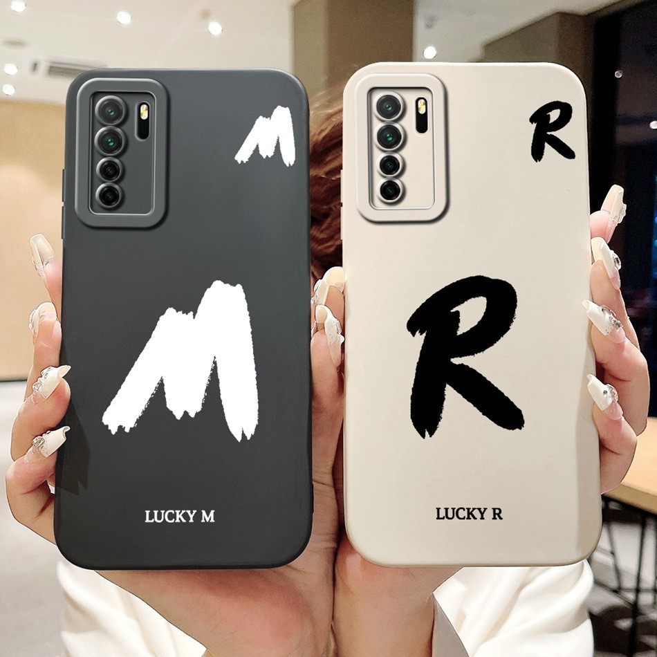 สําหรับ Huawei Nova 7 SE 5G / P40 Lite (5G) CDY-NX9A CDY-NX9B Lucky จดหมายเริ่มต้นเคสโทรศัพท์เลนส์ป้