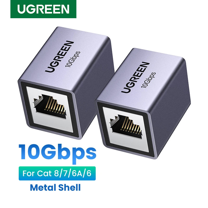UGREEN RJ45 Connector 10Gbps Network Extender Extension สําหรับ Cat8 Cat7 Cat6 Ethernet Cable Adapte