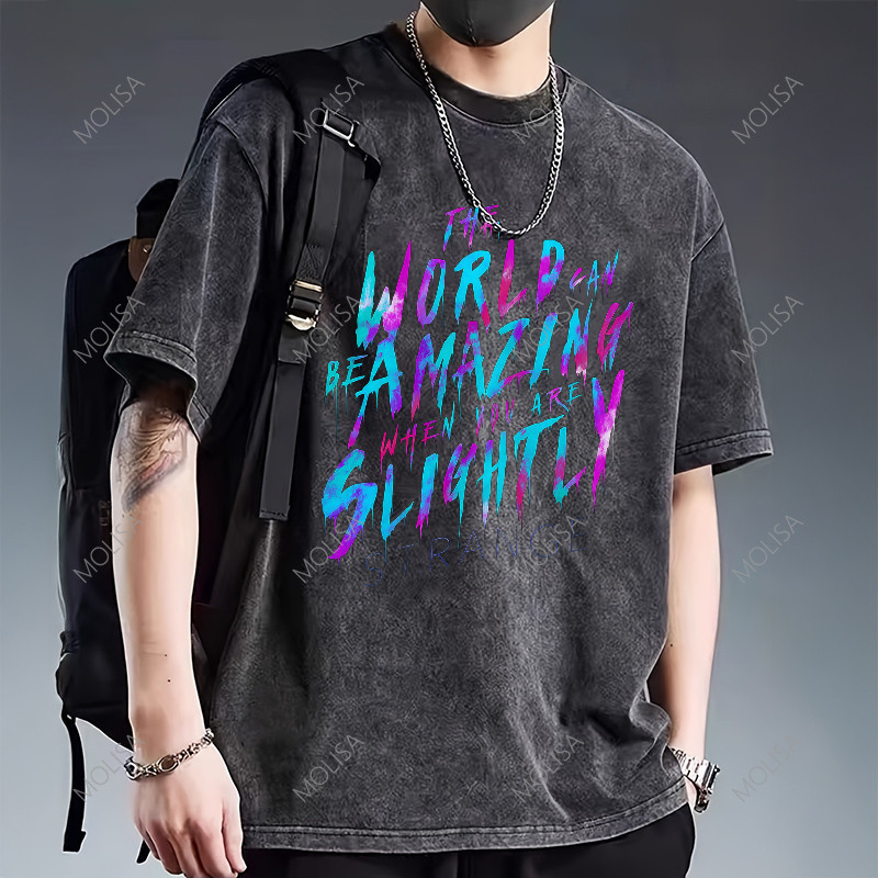 เสื้อยืดผู้ชาย Graffiti fonts Tshirt เสื้อยืด ผ้าฟอก สีดำ ผ้าcotton100% คอกลมแขนสั้น มินิมอล 68076#