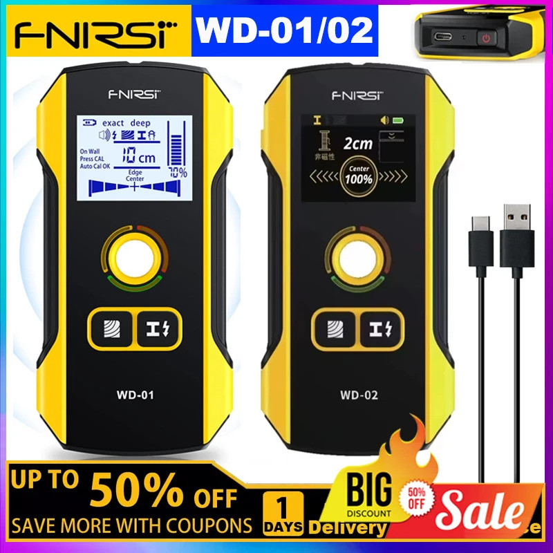 Fnirsi WD-01 WD-02 เครื่องสแกนเนอร์ตรวจจับโลหะ พร้อมรูตําแหน่ง ออกแบบใหม่ สําหรับ AC Live สายเคเบิล โลหะ ไม้ สตั๊ด