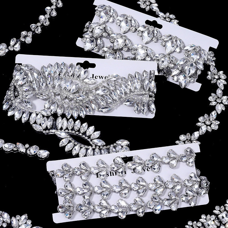 คริสตัล Rhinestone Trim สำหรับ DIY และซ่อม วิธีการยิงด้วยเหล็ก ใช้งานได้ทั้งชุดแต่งงานและกระเป๋า - รูปที่ 3