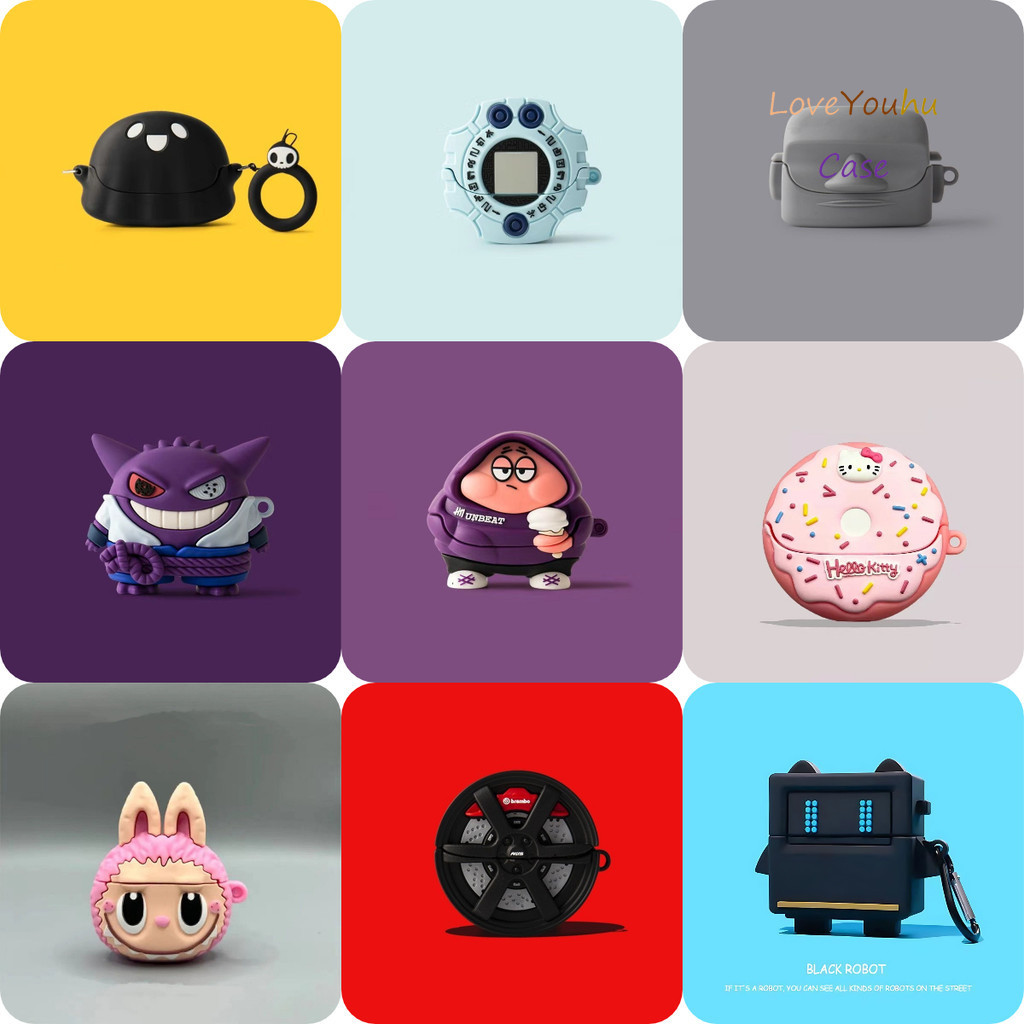 Loveyouhu สําหรับ Baseus BP1 Pro หูฟังบุคลิกภาพ Gengh หุ่นยนต์รูปแบบหินสีเทา