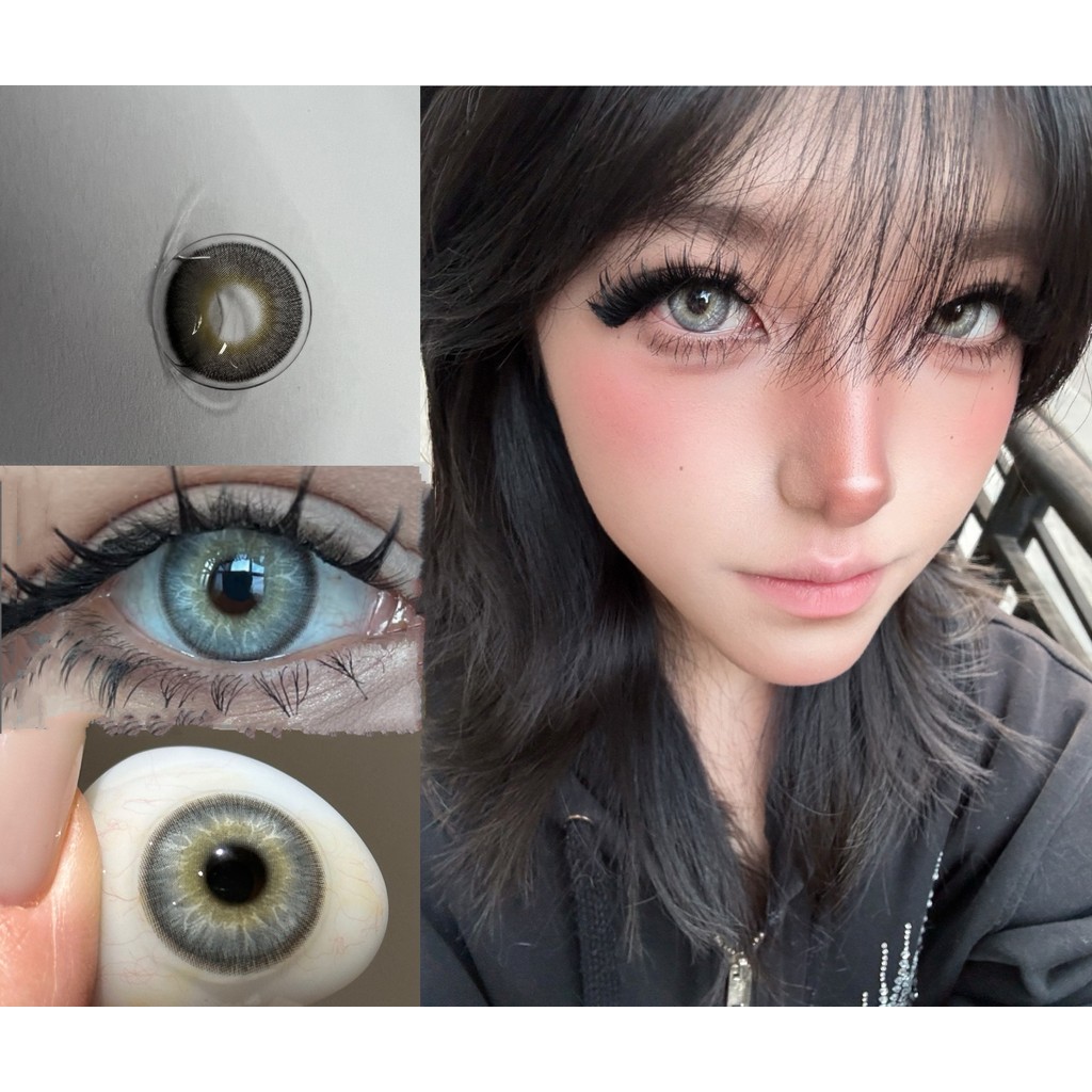 QKHJIAO Series,ColorPinto Brand ,Big Size ,14.50mm,(เกรด 0-8.00), คอนแทคเลนส์ 6 เดือนใช้(grey)