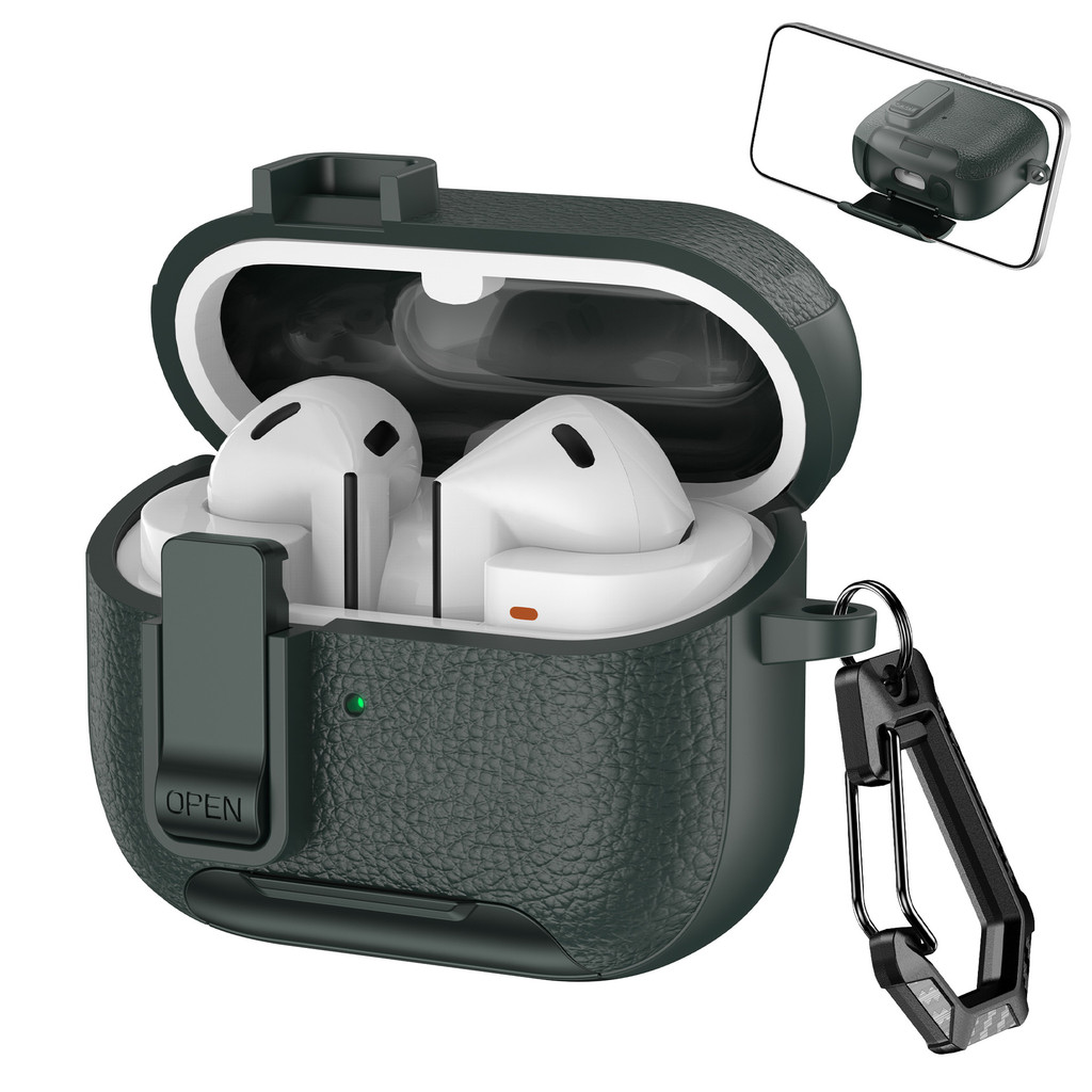MANGO Case Casing เข้ากันได้กับ Galaxy Buds 3 Pro Case Cover Casing Secure Lock ที่วางโทรศัพท์กันกระแทก Litchi Pattern - รูปที่ 6