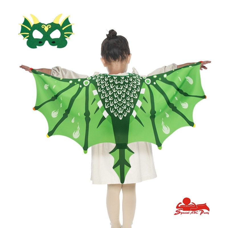 Dinosaur Wings Boy Wings Pinaurus Mask Set Flamingo Cosplay 喷男孩龙风面具套装火龙 COSPLAY服装儿童表道具7.14