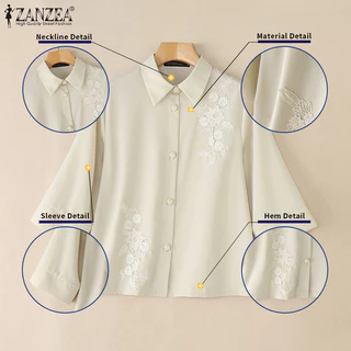 ZANZEA เสื้อวันหยุดแขนหลวมแบบลูกไม้ สไตล์เกาหลีสำหรับผู้หญิง