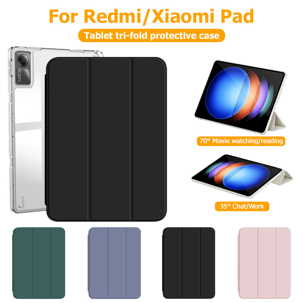 ใช้สำหรับ Redmi Pad SE 8.7นิ้ว เคส Xiaomi Pad 5 6 7 Pro Pad 2 SEพร้อมถาดใส่ปากกา ฝาพับโปร่งใส cover 