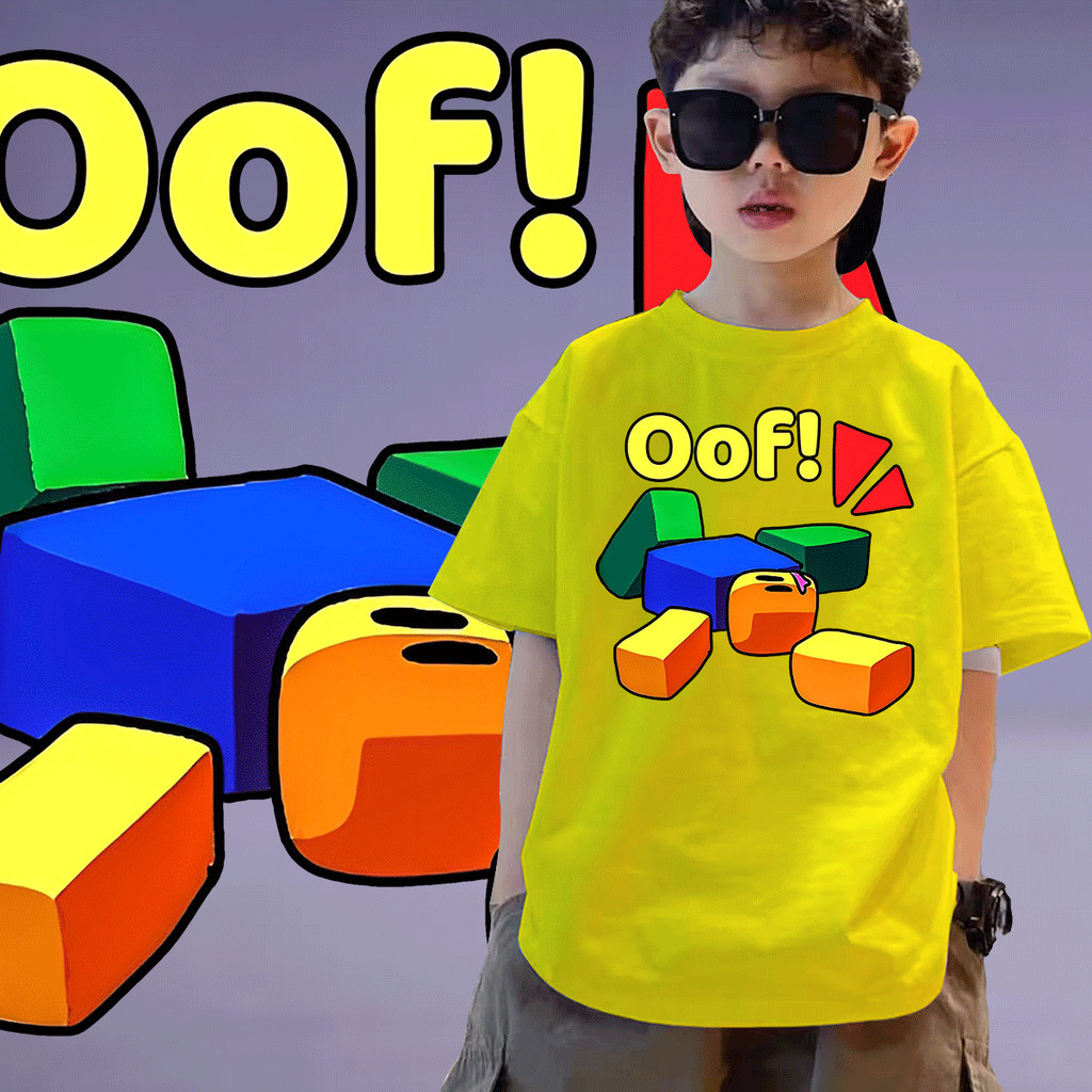 เด็ก Roblox OOF เสื้อยืดลําลอง แขนสั้น พิมพ์ลาย Blox Noob Gamer Children's T-shirt ของขวัญ สําหรับเด