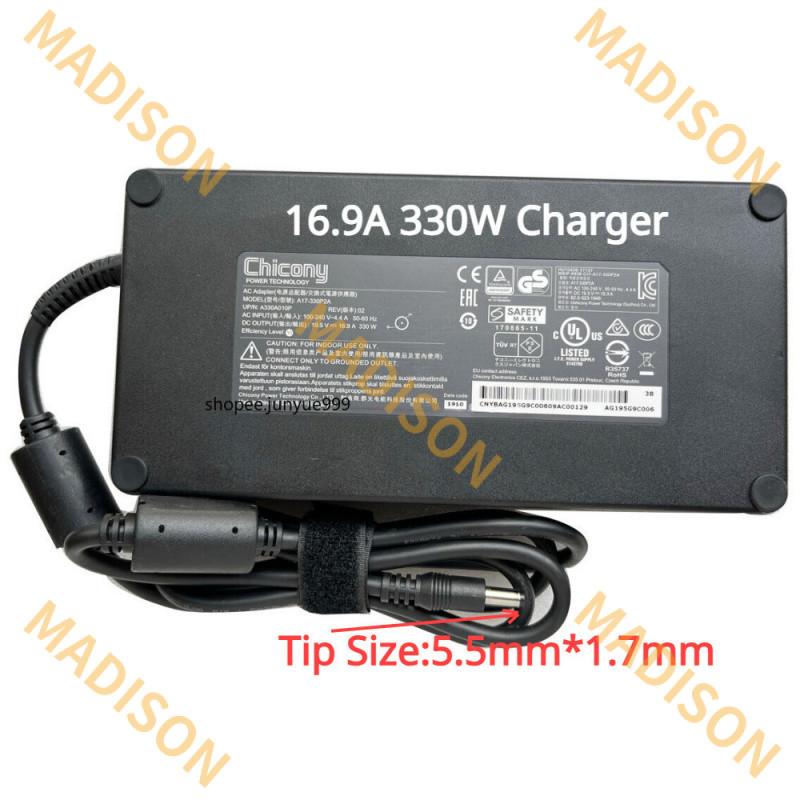 Chicony 19.5V 16.92A 330W AC Adapter Charger สําหรับ Acer Predator Helios 16 18 300/Acer Nitro 16 แล