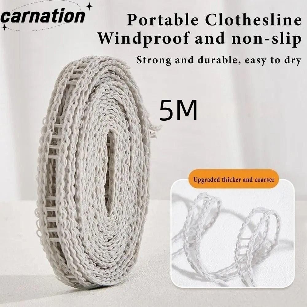 CARNATION ราวตากผ้าแบบพกพา ดีไซน์เชือกพร้อมตะขอ ราวตากผ้ากันลม กันลม ปรับความยาวได้ Camping Hanger ปรับ Clothesline Travel