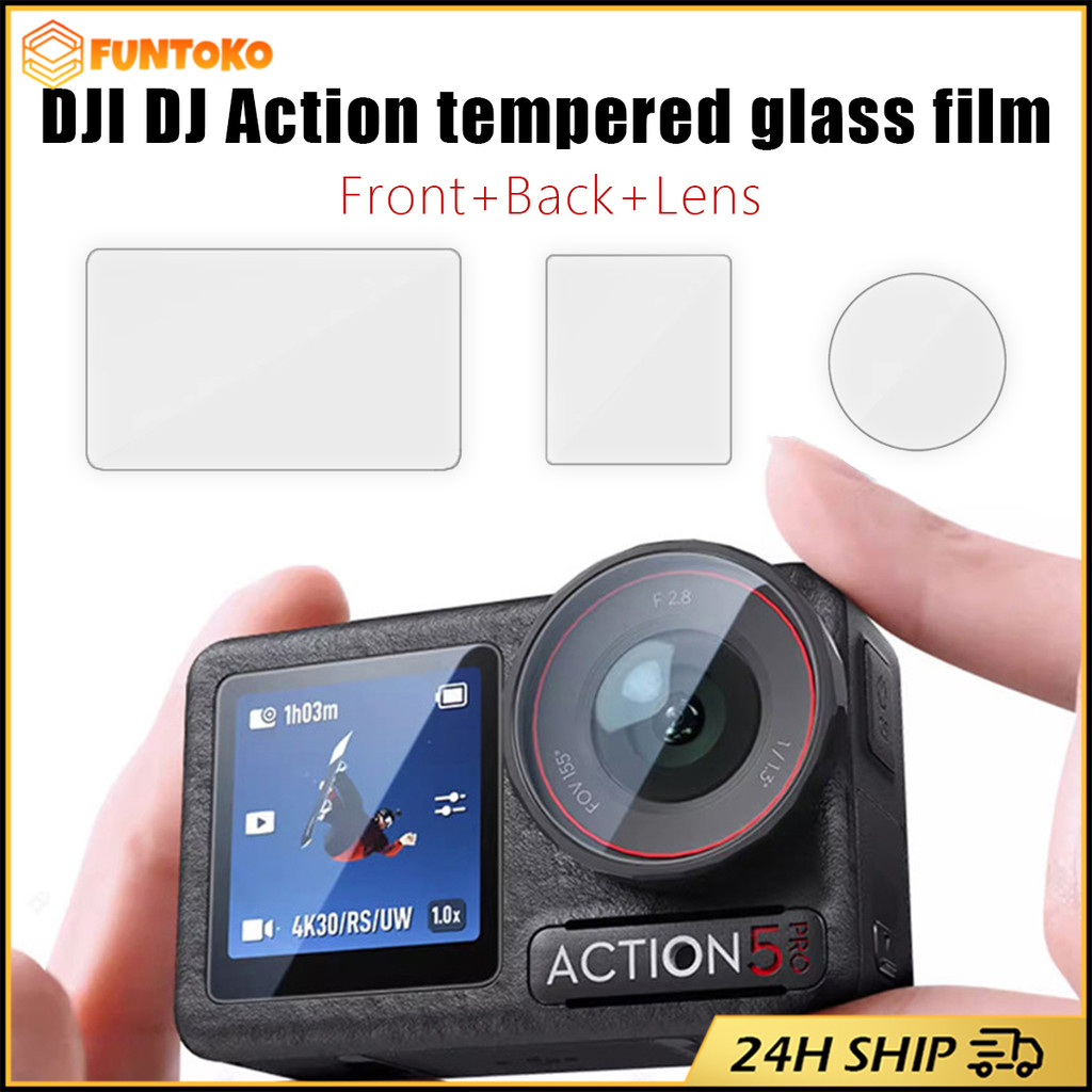 สินค้ามีคุณภาพ ฟิล์มกระจกนิรภัยสําหรับ  Osmo Action 5 PRO/action 4 ติดตั้งง่าย ไม่ดันเคส เว้นขอบ ป้องกันเลนส์ หน้าจอ